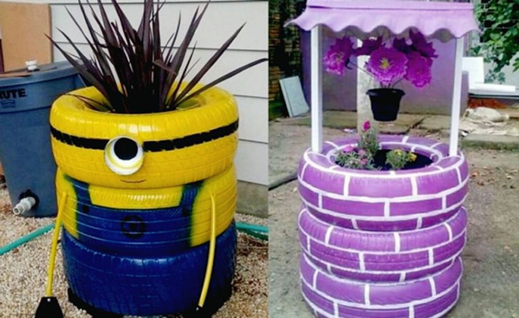 Charming DIY Old Tire Ideas For Garden Planter Decoration