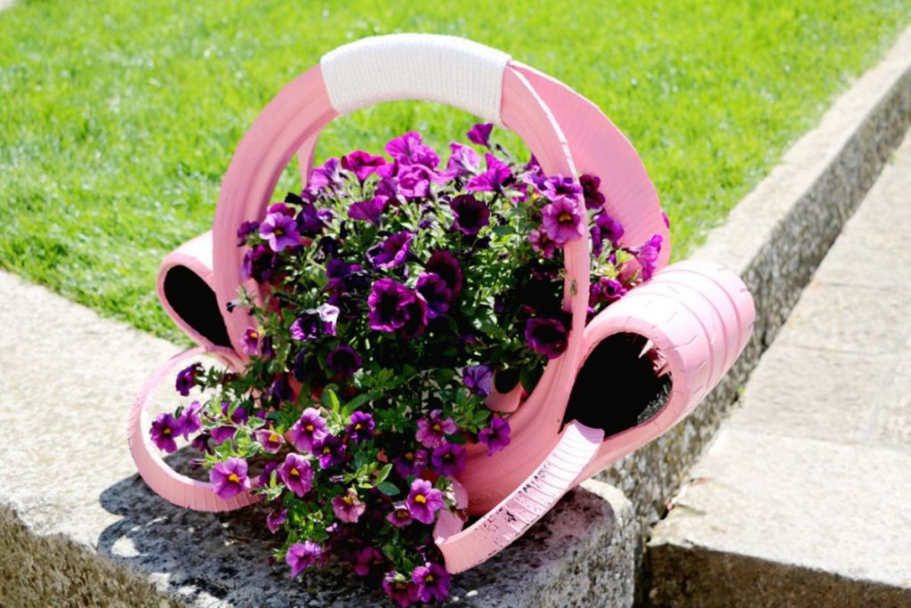 Creative Old Tire for Flower Planter
