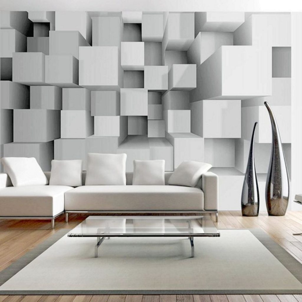 Living Room With Wall 3D Walpaper Ideas