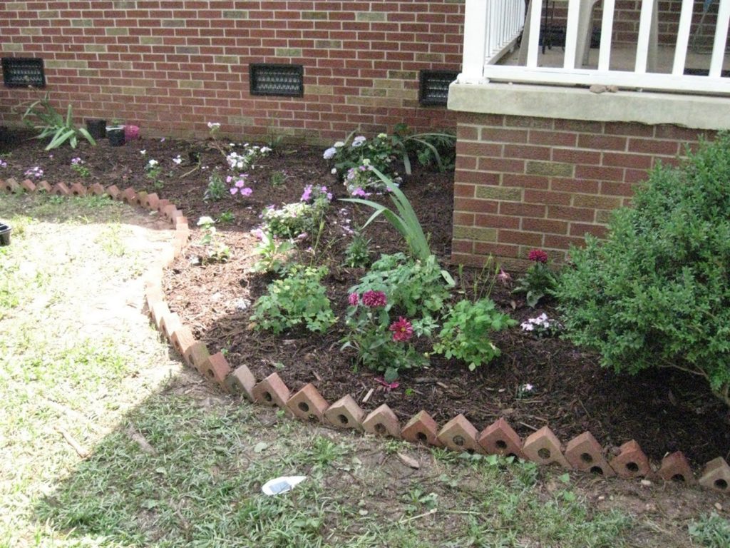 Brick edge flower bed