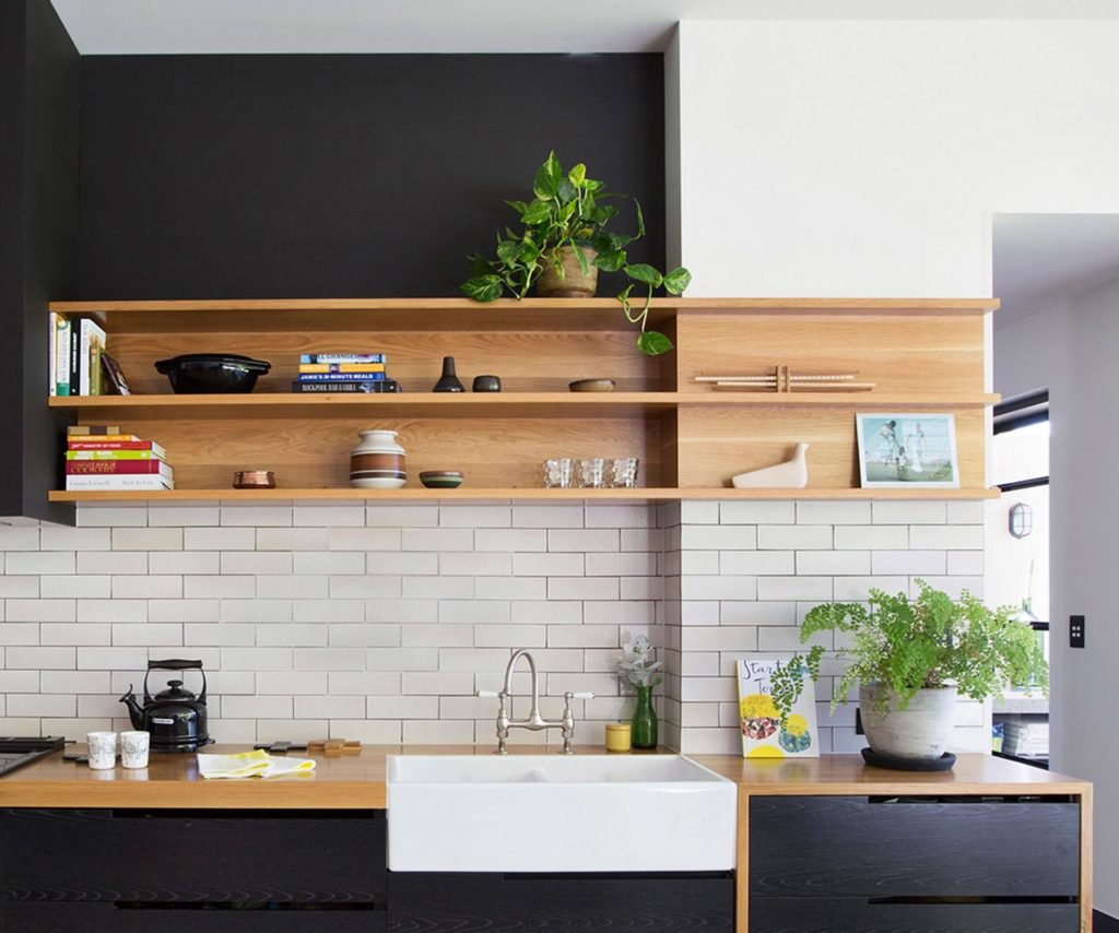 Open Minimalist Kitchen Shelves