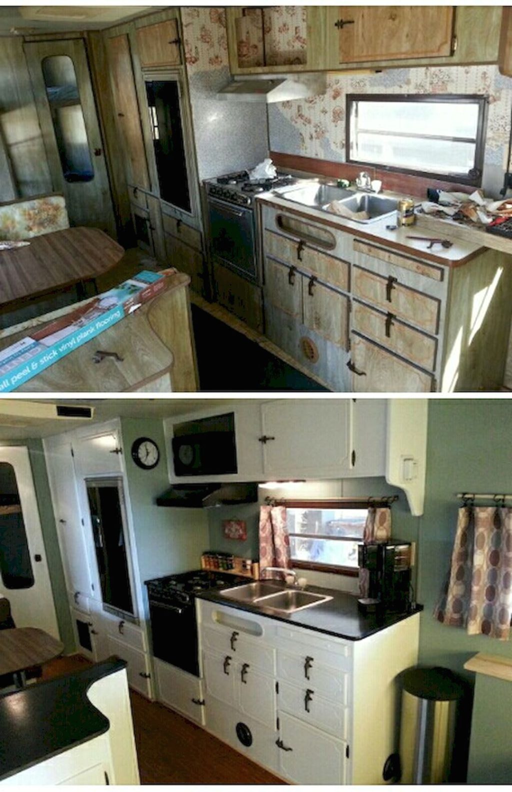 Before and after of our RV Renovation