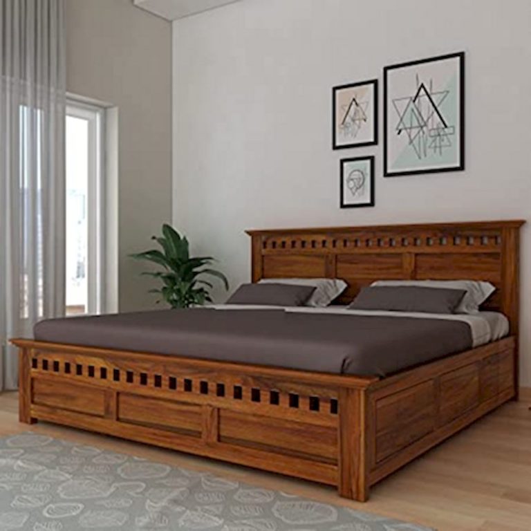 Ganpati Arts Sheesham Wood Armania King Size Bed with Box Storage for Bedroom via Amazon.in