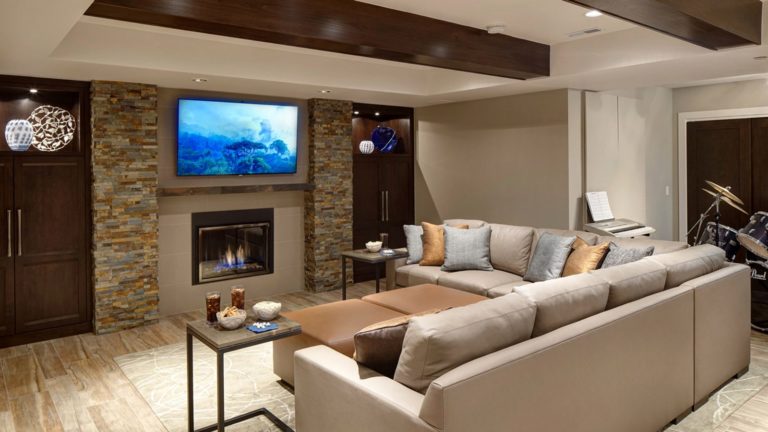 Remodeled Basement Family Room Ideas source Drury Designs
