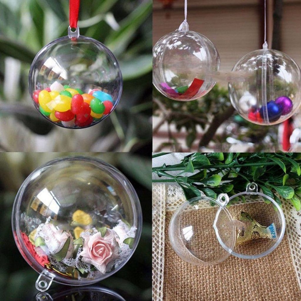 Clear Plastic Christmas balls baubles Sphere Fillable Xmas Tree ornament source AddtoCart