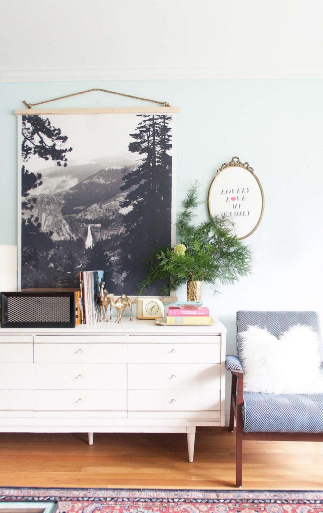 DIY black and white poster wall hanging