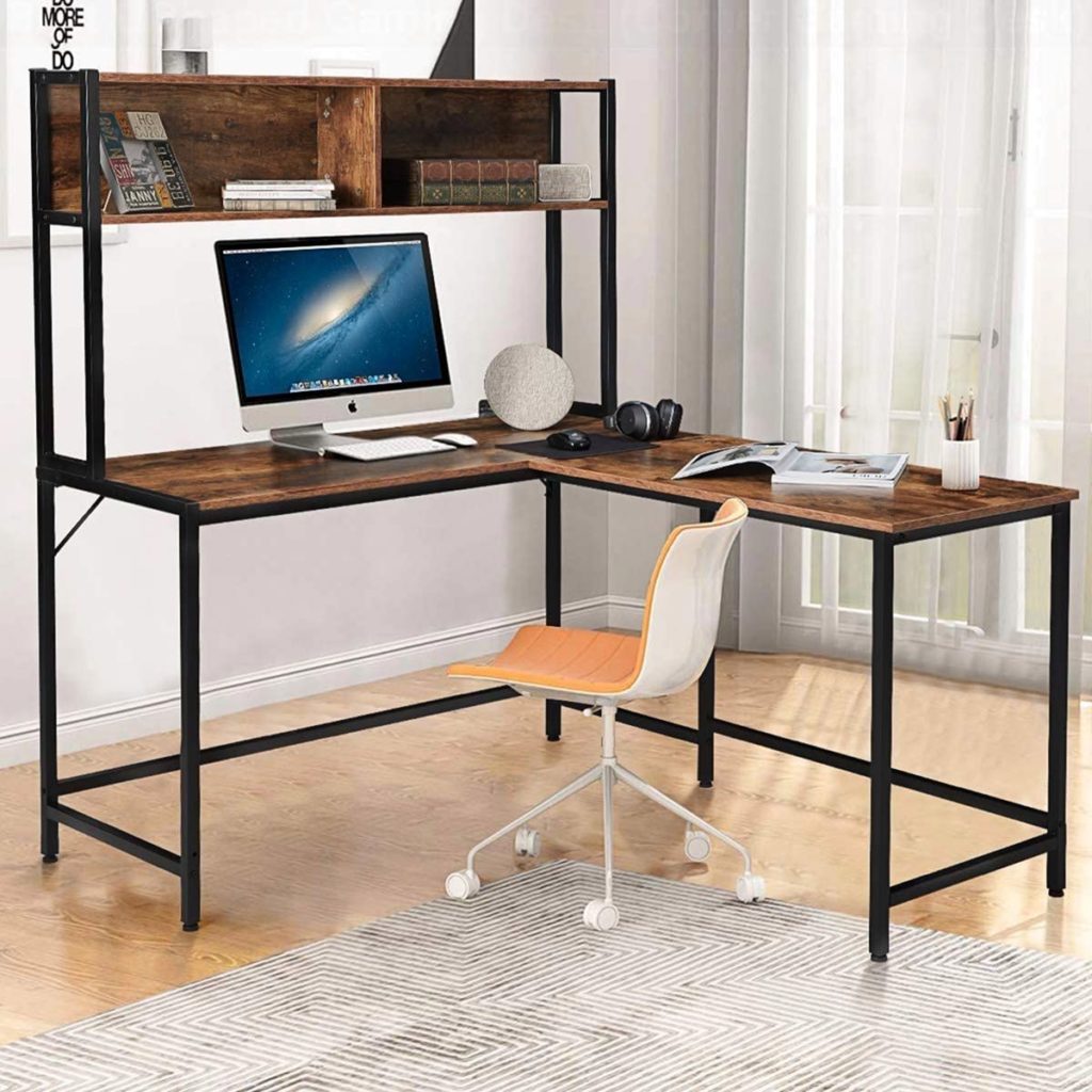 L-Shaped Computer Desk with Hutch Space-Saving Corner Desk source Walmart