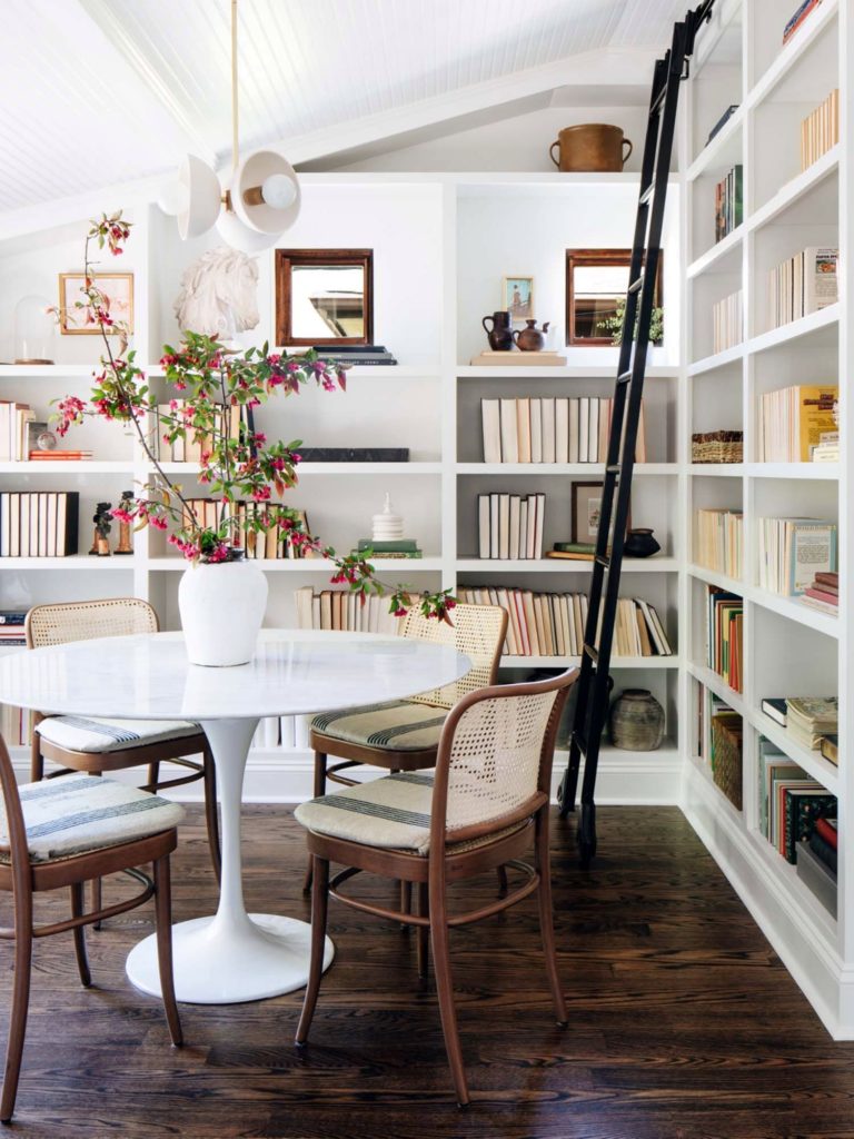 Dining Room with Styling Bookshelf Modern