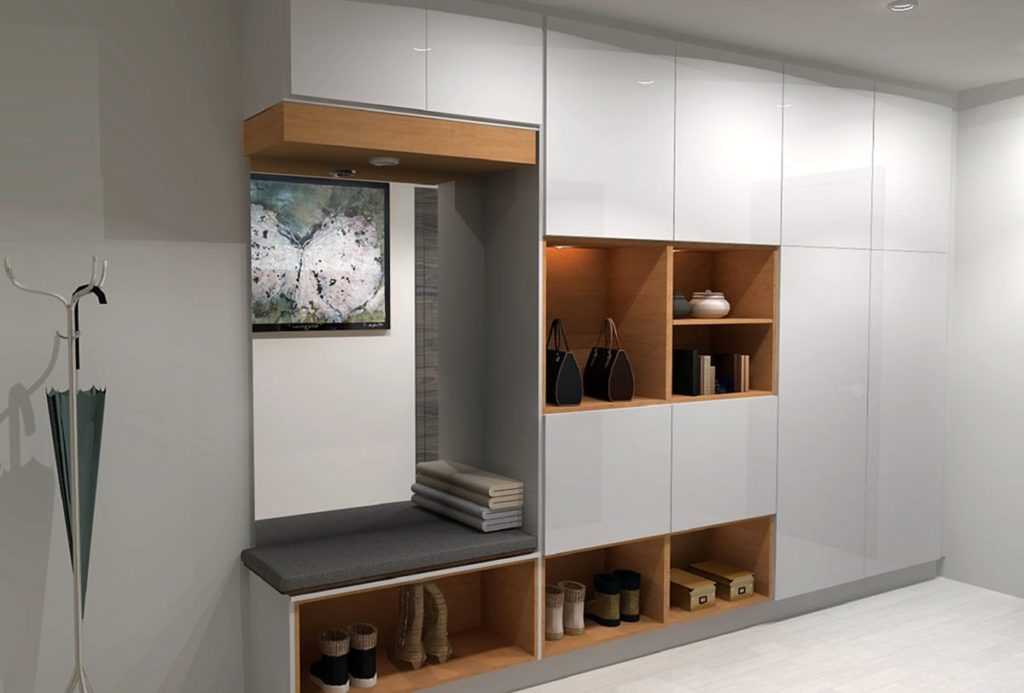 Ideal mudroom with IKEA cabinets