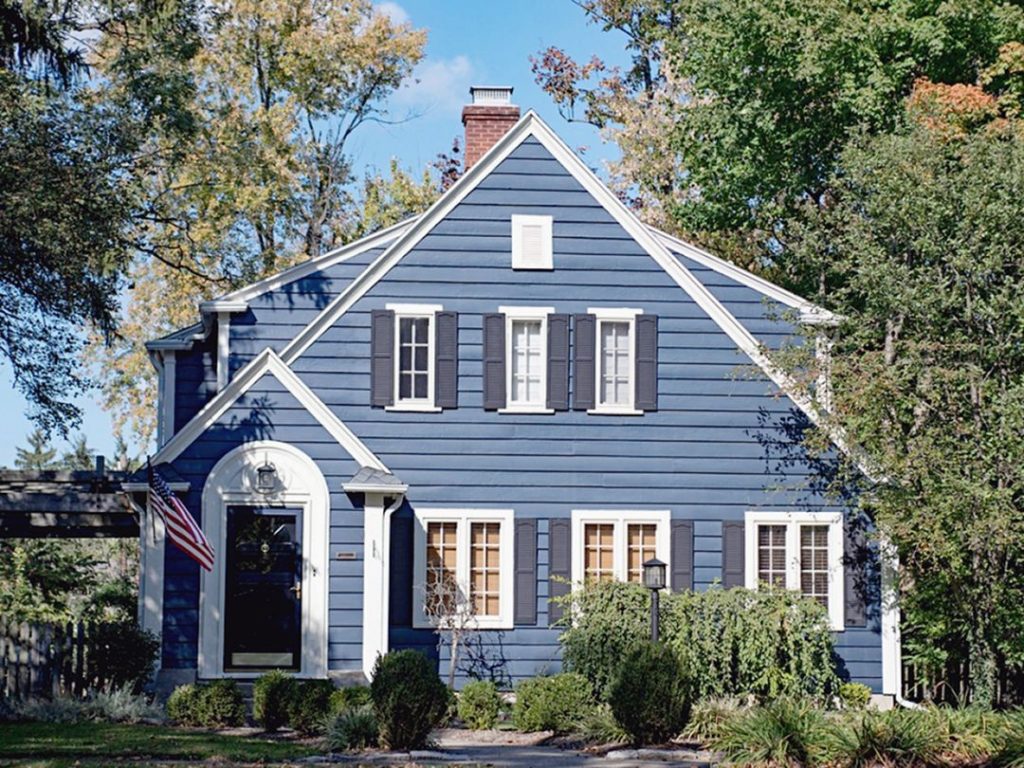 Blue Wood Sided Home Exterior  Color Ideas