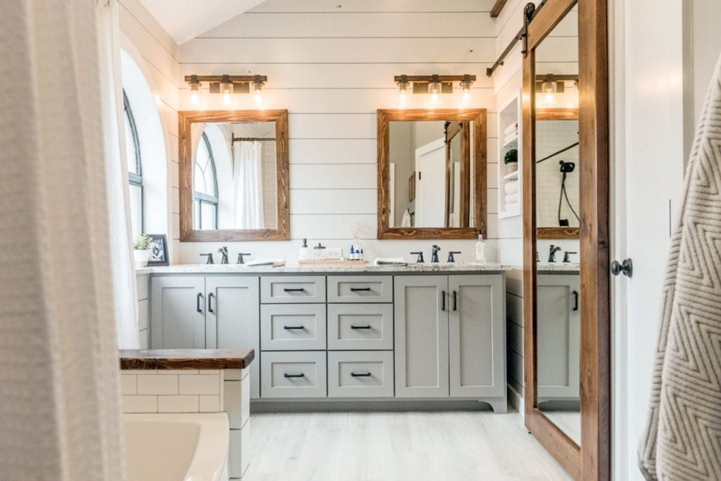 Modern Farmhouse Bathroom Farmhouse With Twin Mirror Decor