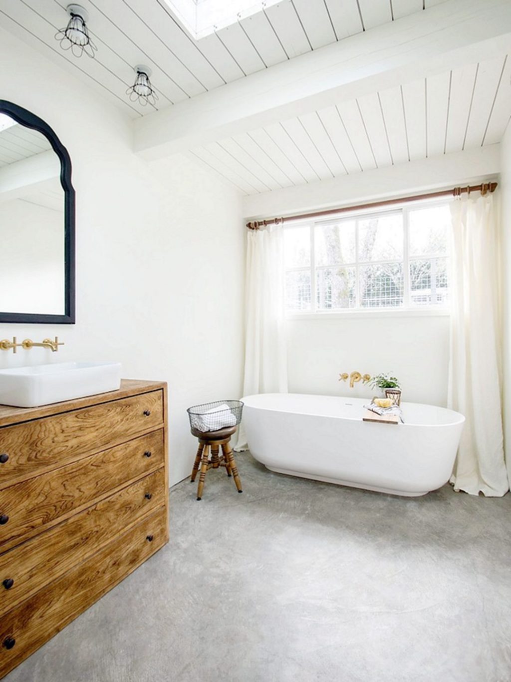 Modern Farmhouse Bathroom With Tile Abstract Pattern Design Ideas