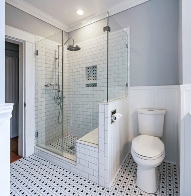 White Shower Room Remodel