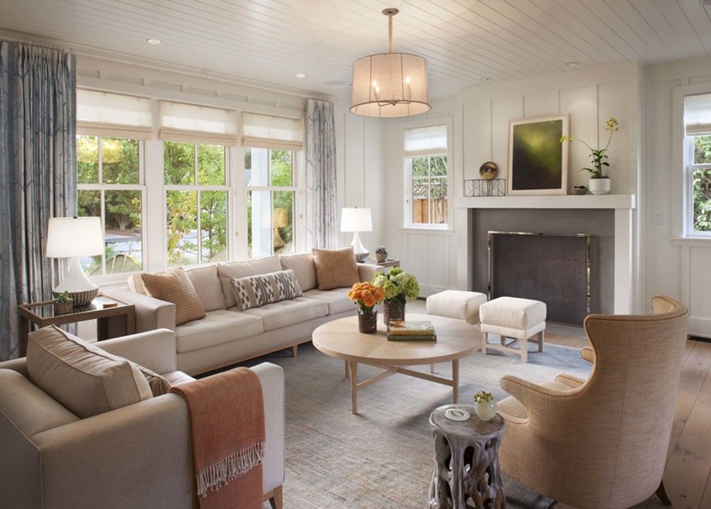 Farmhouse Beige Living Room Front