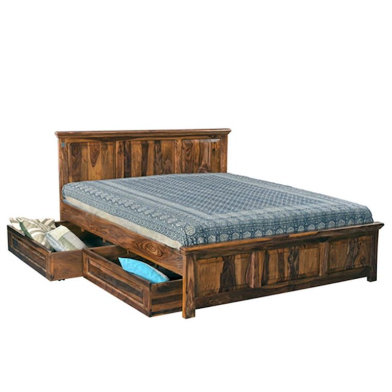 Tuscany Wooden King Bed With Storage via eshopregal.in