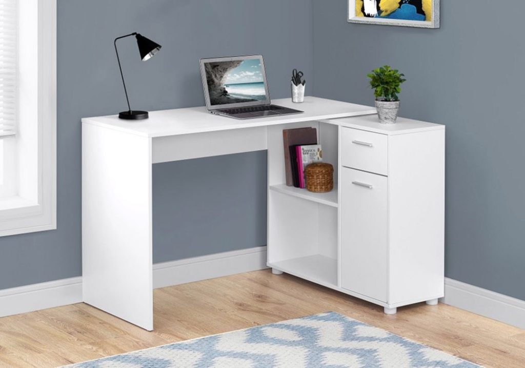 Compact Desk White Office L Shaped source cmnteriors