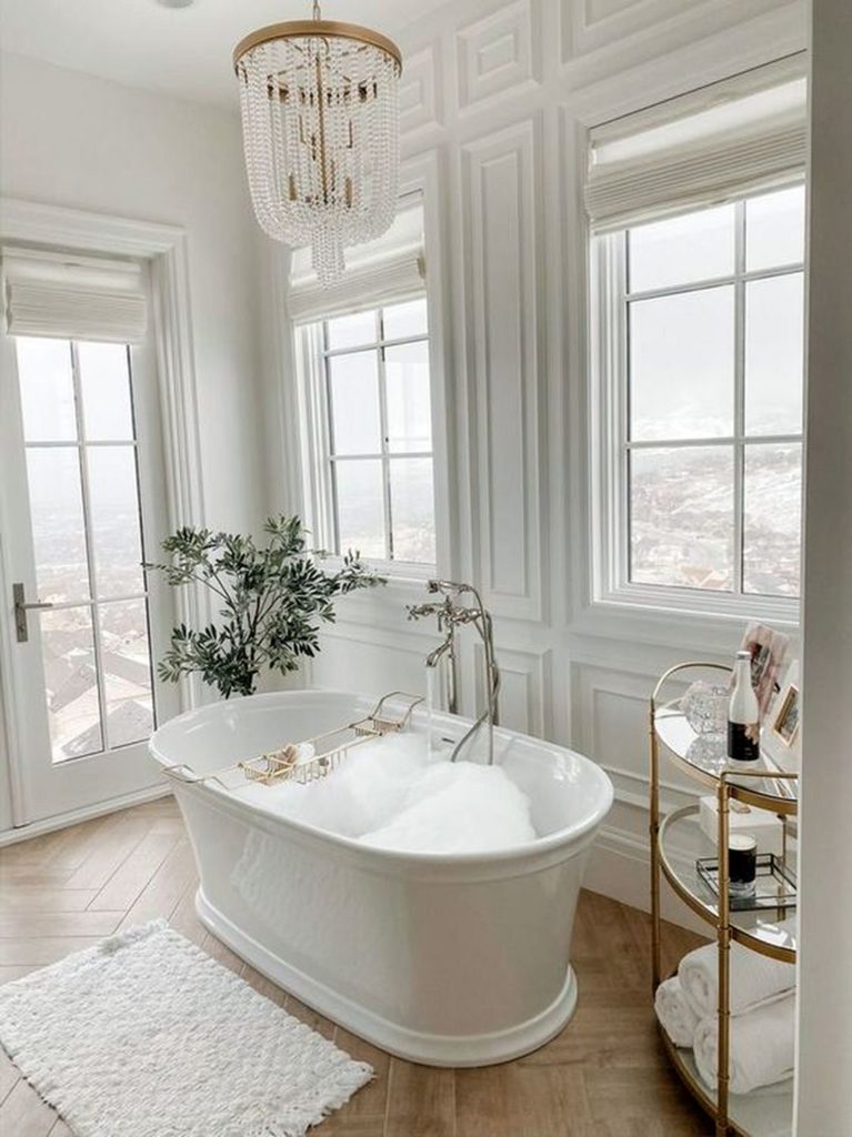 Elegant French cottage bathroom renovation peek source hellofashionblog