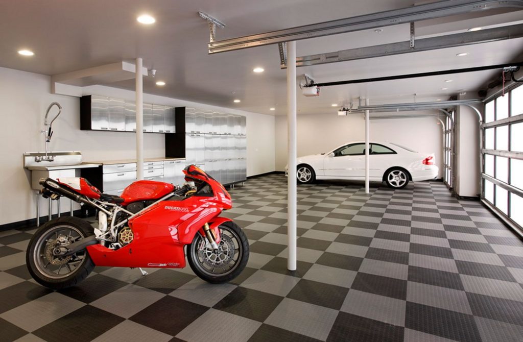 Garage Design Ideas with Cabinet and Hanger Compartment