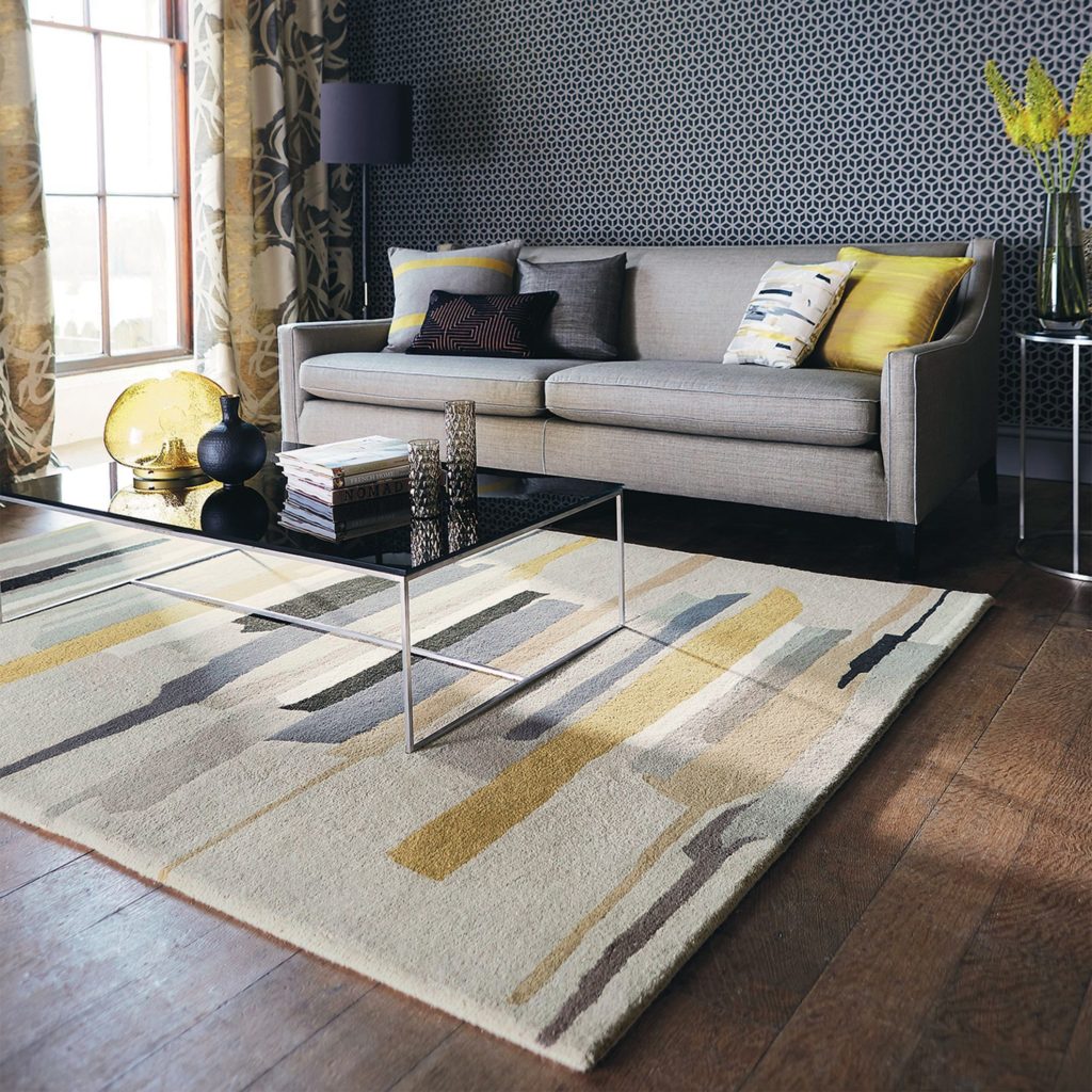 Make a living room look modern with modern rugs decor source Nazya