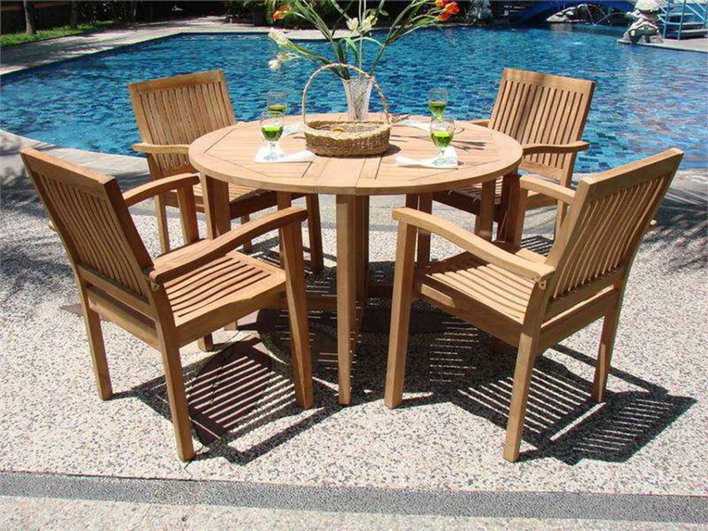 Rounded Teak Wood Outdoor Table Furniture source WibawaJepara
