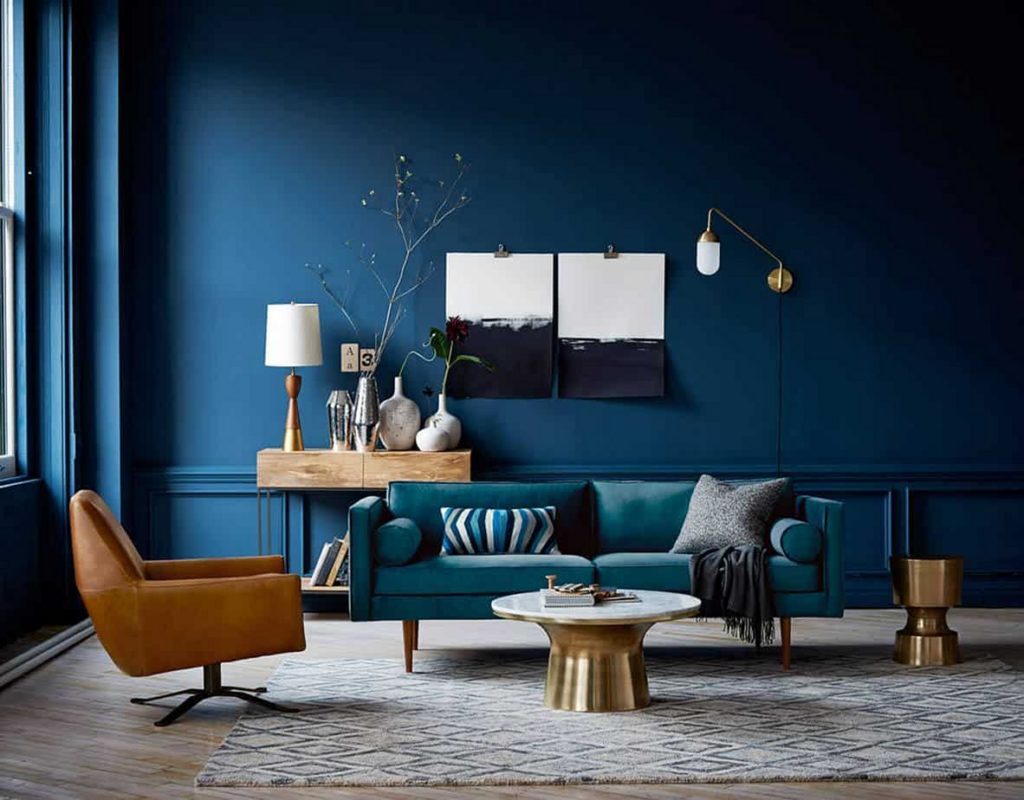 interior color trends 2021 navy blue living room design