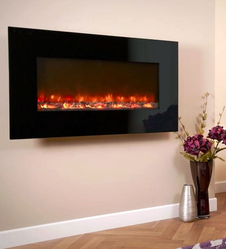 Celsi Black Glass Electriflame Wall Mounted Electric Fire source Direct Fireplaces