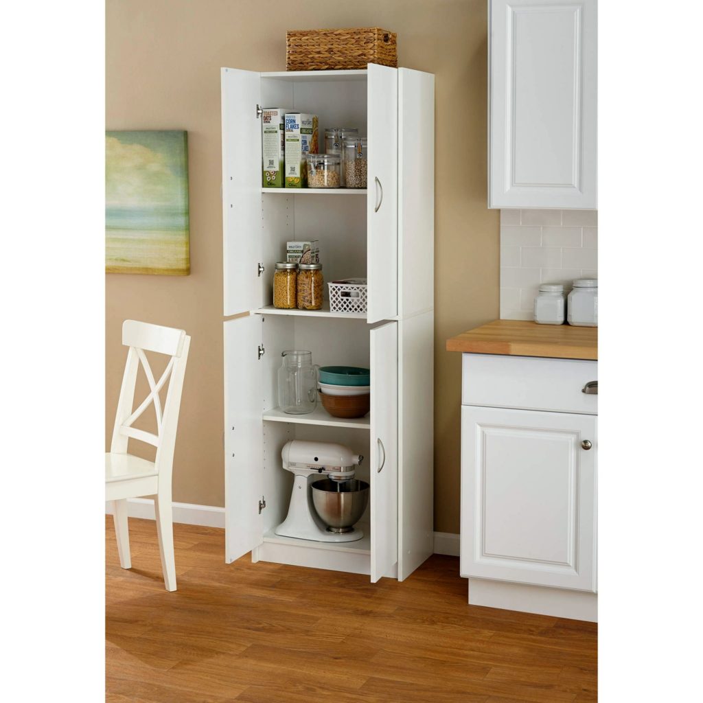 Kitchen Pantry Storage Cabinet White 4 Door & Shelves Wood source rdd-tech