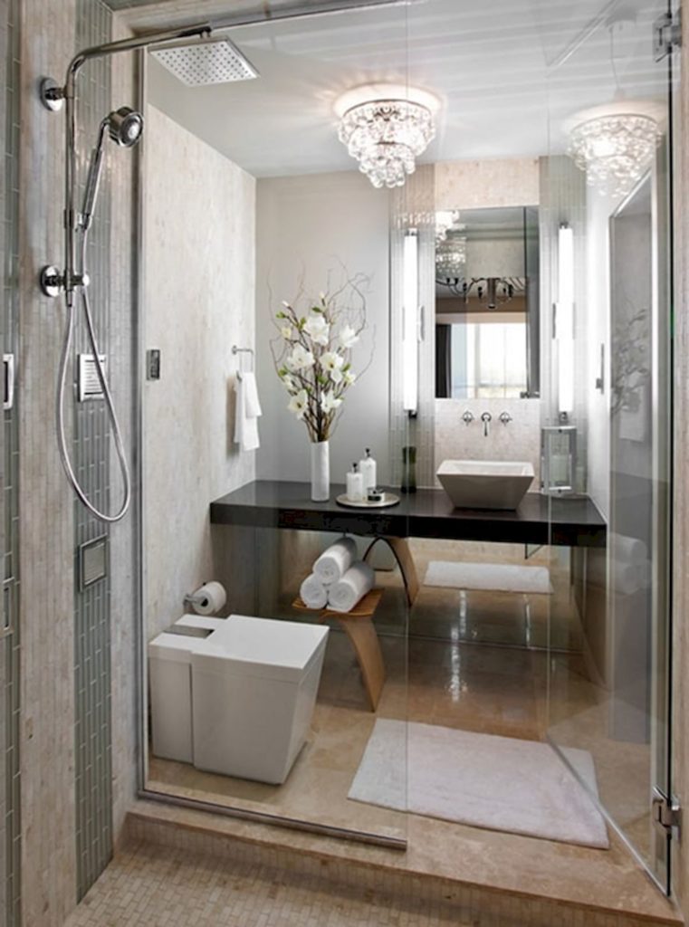 Stylish and functional small bathroom design via onekindesign