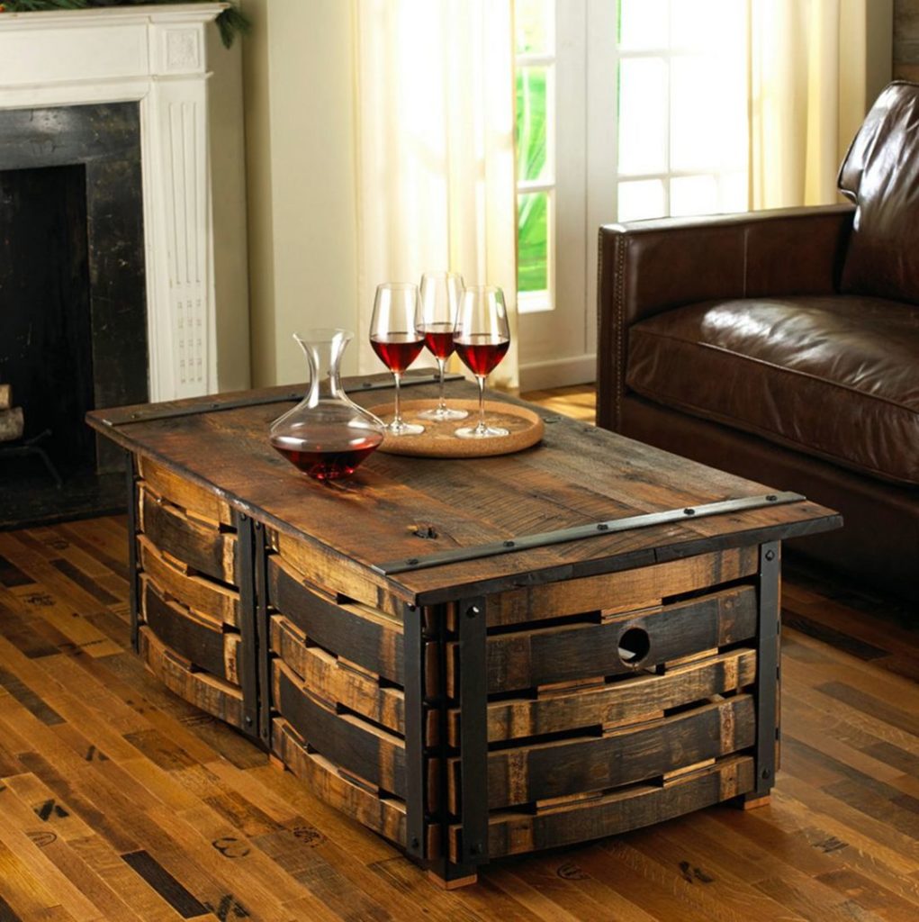 wooden barrel coffee table source Roy Home Design