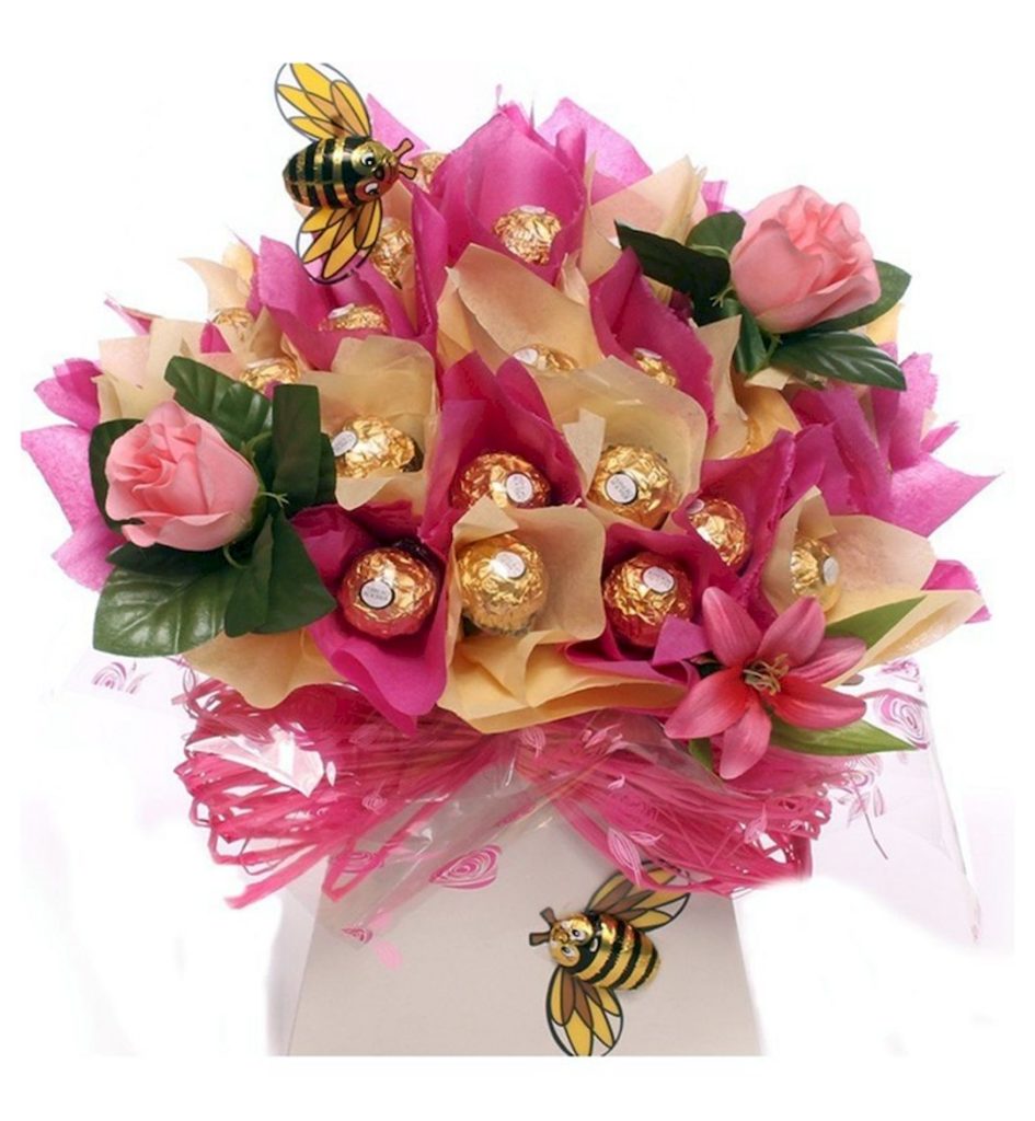 Ferrero Rocher Truffle Bouquet With Silk Flowers